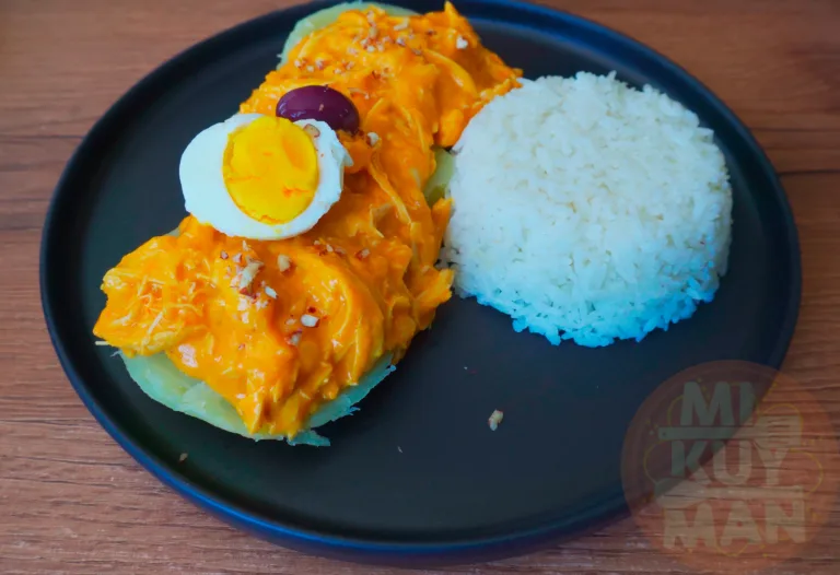 Plato de Aji de Gallina, un guiso peruano cremoso de pollo con ají amarillo